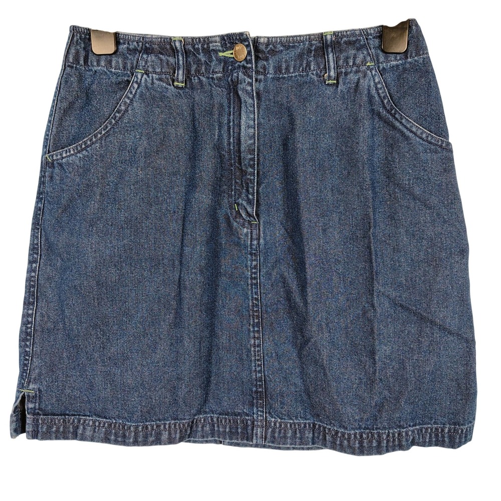 J. Jill Womens SZ 8P Denim Mini Skirt Blue Tencel Cotton Casual Classic